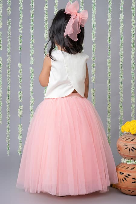 Buy_Label Neeti_White Net, , Silk, Satin Embroidery Floral Blouse With Lehenga _Online_at_Aza_Fashions