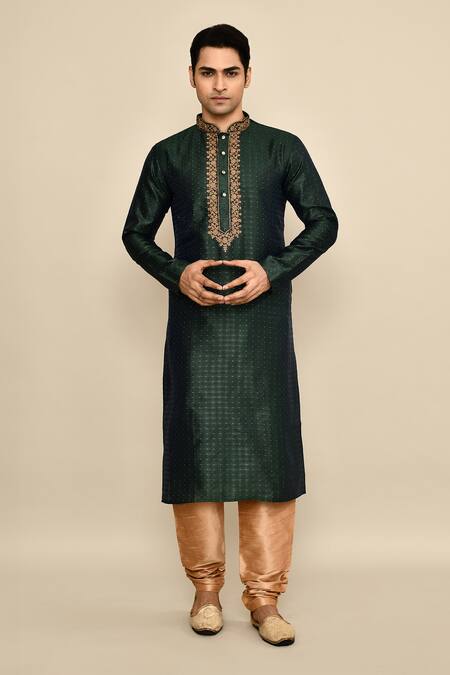 Buy_Arihant Rai Sinha_Green Jacquard, Silk Zari, Sequins Geometric Woven Kurta Set 