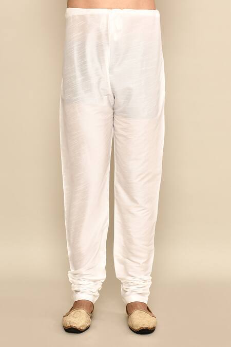 Arihant Rai Sinha_Blue Jacquard, Silk, Chanderi Embroidery Botanical Woven Kurta Set _Online_at_Aza_Fashions