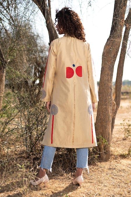 The Home Affair Hand Block Print Motif Open Jacket 