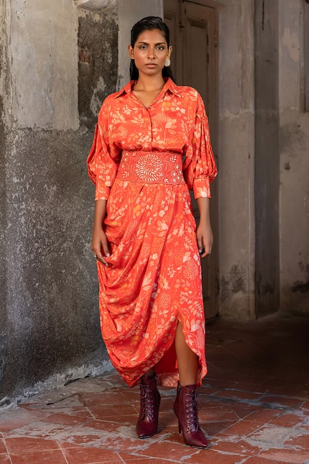 SSHILPA SAMRIYA Floral Printed Shirt Dress With Belt 