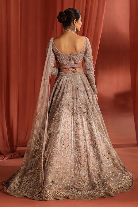 Shop Adaara Couture Pink Net, Silk Sequins, Stones, Tassels, Lush Circle Dori Bridal Lehenga Set at Aza Fashions Shop_Adaara Couture_Pink Net, Silk Sequins, Stones, Tassels, Lush Circle Dori Bridal Lehenga Set _at_Aza_Fashions