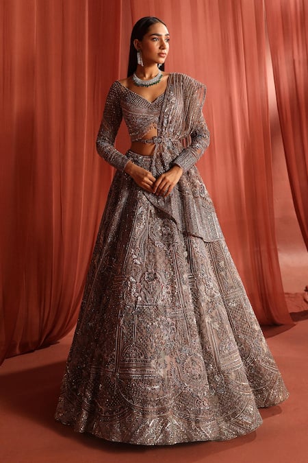 Adaara Couture Floral Jaal Jewels Embroidered Lehenga Set 