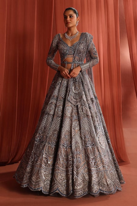 Adaara Couture Blooming Geometry Embroidered Lehenga Set 