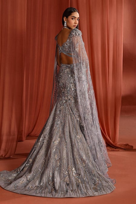 Adaara Couture Floral Dream Embroidered Fishcut Lehenga With Blouse 