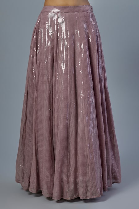 Studio A Purple Organza Sequins Bloom Embellished Front Open Slit Anarkali With Lehenga Online at Aza Fashions Studio A_Purple Organza Sequins Bloom Embellished Front Open Slit Anarkali With Lehenga _Online_at_Aza_Fashions