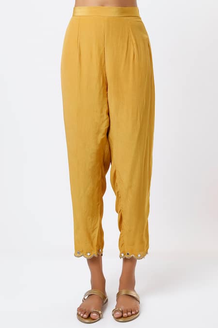 Studio A Yellow Organza, Crepe, Georgette Mirrors Bloom Embroidered Kurta Pant Set Online at Aza Fashions Studio A_Yellow Organza, Crepe, Georgette Mirrors Bloom Embroidered Kurta Pant Set _Online_at_Aza_Fashions
