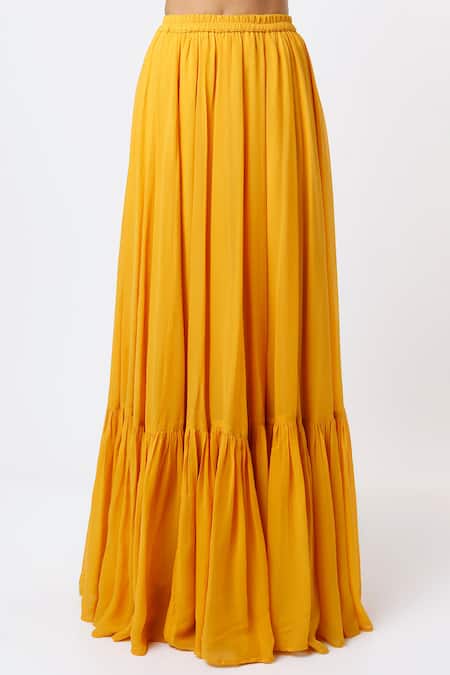 Studio A Yellow Organza, Georgette Gota And Fleur Vine Embroidered Kurta & Lehenga Set Online at Aza Fashions Studio A_Yellow Organza, Georgette Gota And Fleur Vine Embroidered Kurta & Lehenga Set _Online_at_Aza_Fashions