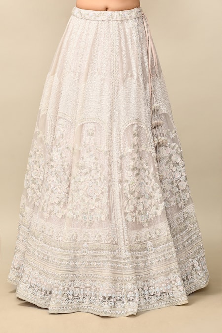 Kalighata_Pink Organza Zari, Sequins, Beads, Embroidery Amelia Mughal Bridal Lehenga Set _Online_at_Aza_Fashions