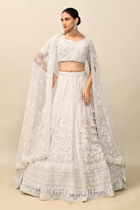 Shop_Kalighata_Pink Organza Zari, Sequins, Beads, Embroidery Amelia Mughal Bridal Lehenga Set _Online_at_Aza_Fashions