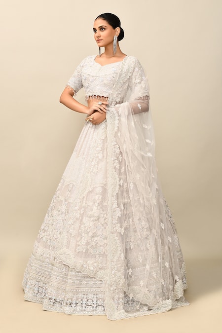 Buy_Kalighata_Pink Organza Zari, Sequins, Beads, Embroidery Amelia Mughal Bridal Lehenga Set 