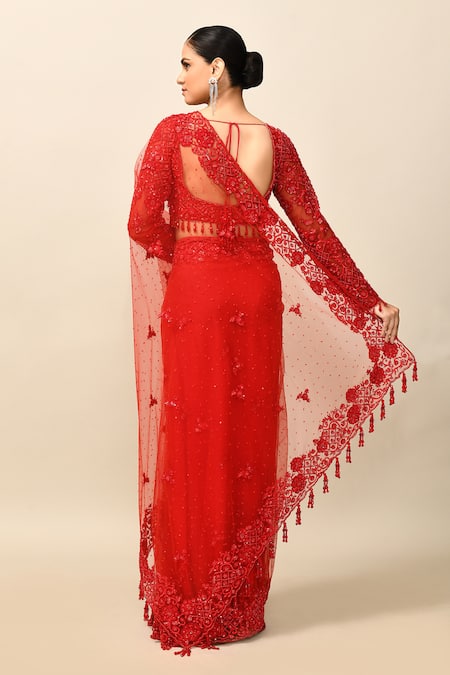 Kalighata Chantley Cutdana Embellished Saree With Blouse 