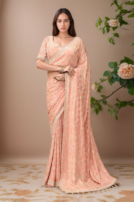 Kalighata Fairy Cutdana Embroidered Saree With Blouse 