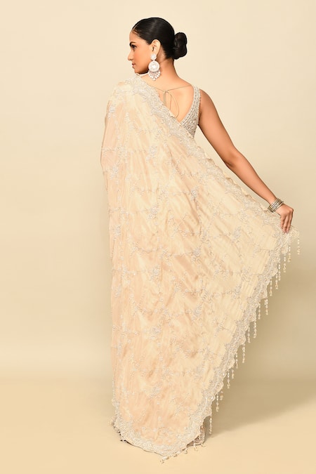 Kalighata Natasha Floral Cutwork Border Embroidered Saree With Blouse 