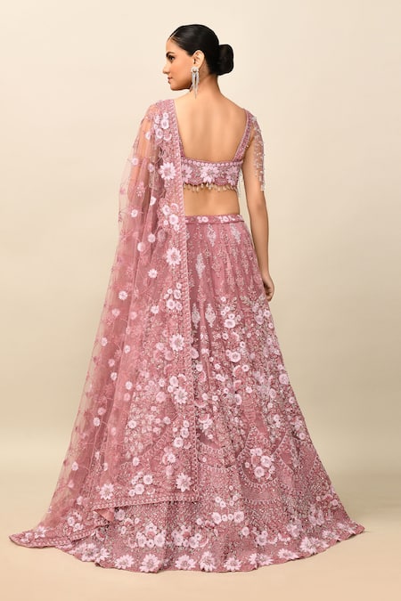 Kalighata Merlin Rose Embroidered Bridal Lehenga Set 