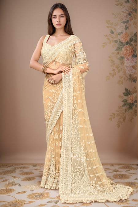 Kalighata Vanya Floral Embroidered Saree With Blouse 