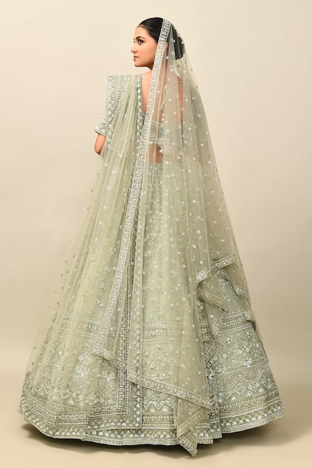 Kalighata Romania Cutdana Embroidered Bridal Lehenga Set 