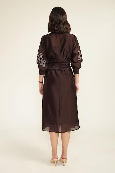 Arcvsh By Pallavi Singh Grape Tie-Up Midi Dress 