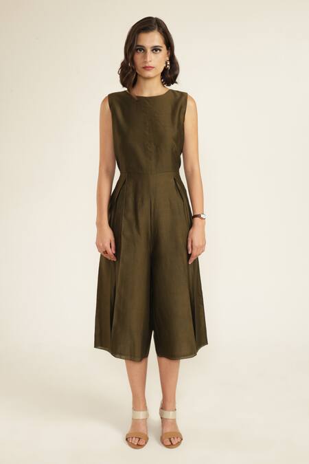 Arcvsh By Pallavi Singh_Green Organza Embroidery Round Scallop Collar Jumpsuit With Printed Jacket _Online_at_Aza_Fashions