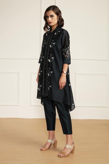 Buy Arcvsh By Pallavi Singh Blue , , Embroidery Printed Shirt Kurta Pant Set Online at Aza Fashions Buy_Arcvsh By Pallavi Singh_Blue , , Embroidery Printed Shirt Kurta Pant Set _Online_at_Aza_Fashions