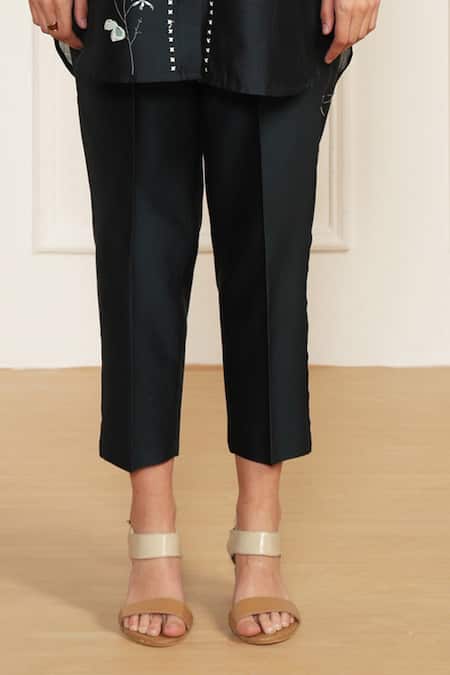 Arcvsh By Pallavi Singh Blue Silk, Cotton, Chanderi Embroidery Collared Printed Top And Pant Set Online at Aza Fashions Arcvsh By Pallavi Singh_Blue Silk, Cotton, Chanderi Embroidery Collared Printed Top And Pant Set _Online_at_Aza_Fashions