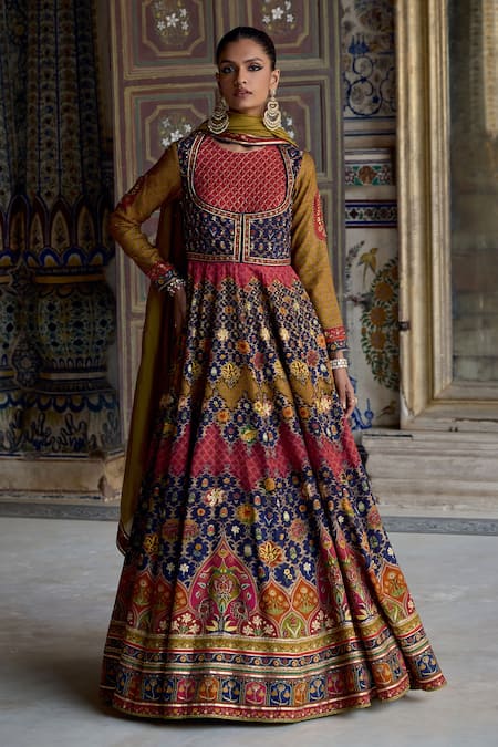 Kalista Ibadat Persian Floral Print & Embroidered Anarkali With Dupatta 