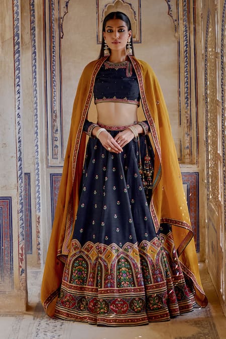 Kalista Zeenat Mughal Mahal Print & Embroidered Lehenga Set 