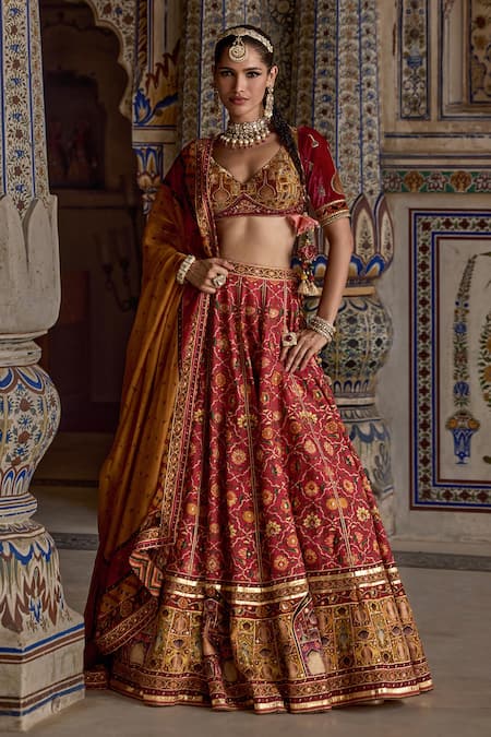 Kalista Sameera Phool Gul Print & Embellished Lehenga Set 