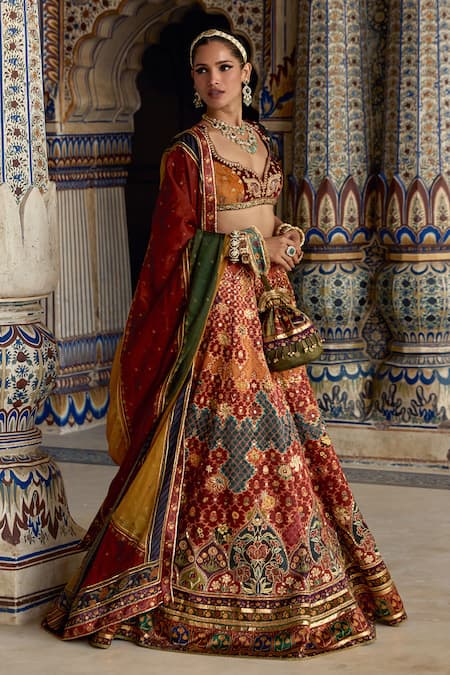 Kalista Ibadat Kalamkari Bloom Print & Embellished Lehenga Set 