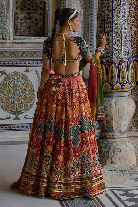 Kalista Ibadat Kalamkari Bloom Print & Embellished Lehenga Set