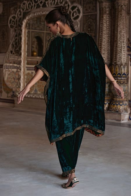 Kalista Zohra Paisley Zari Border Embroidered Kaftan With Salwar Pant 