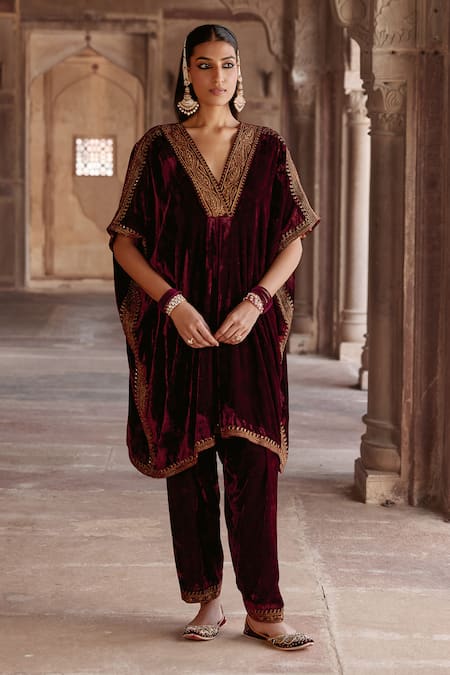 Kalista Zohra Zari Embroidered Kaftan With Pant 