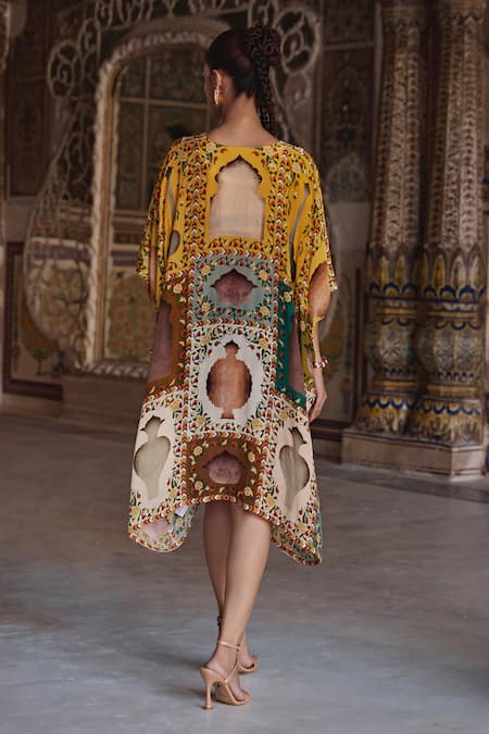 Kalista Niyami Floral Mughal Print Asymmetric Dress 