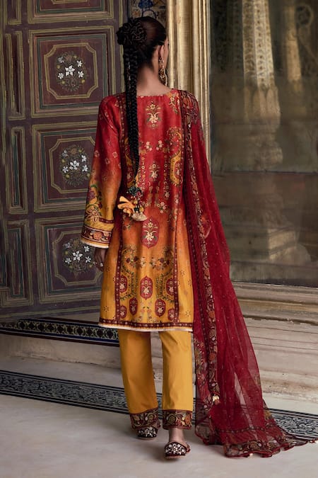 Kalista Kaisha Floral Print Asymmetric Kurta Set 