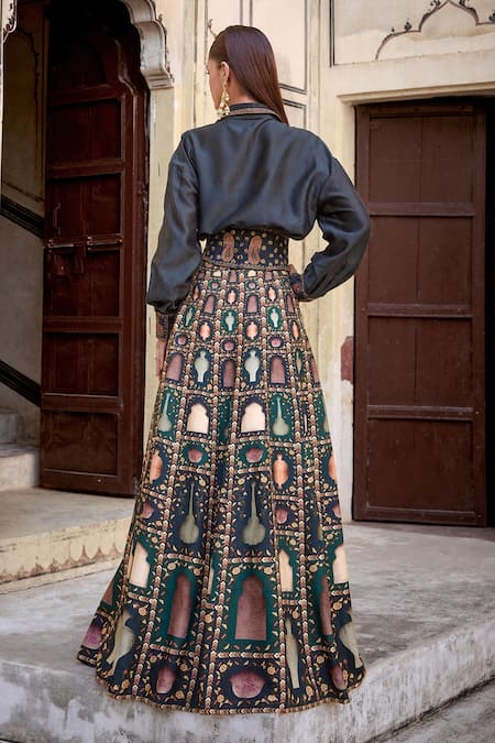 Kalista Misba Mughal Print Shirt & Slit Skirt Set