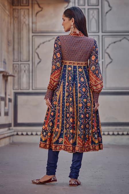 Kalista Irsa Floral Embroidered Angarkha With Churidar 