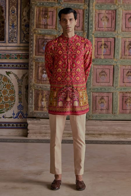 Buy Kalista Pink Satin, Viscose Embroidery Kabir Paisley Print Kurta And Pant Set Online at Aza Fashions Buy_Kalista_Pink Satin, Viscose Embroidery Kabir Paisley Print Kurta And Pant Set _Online_at_Aza_Fashions