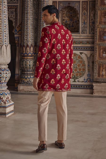 Kalista Nawaz Paisley Floral Design Achkan Set 