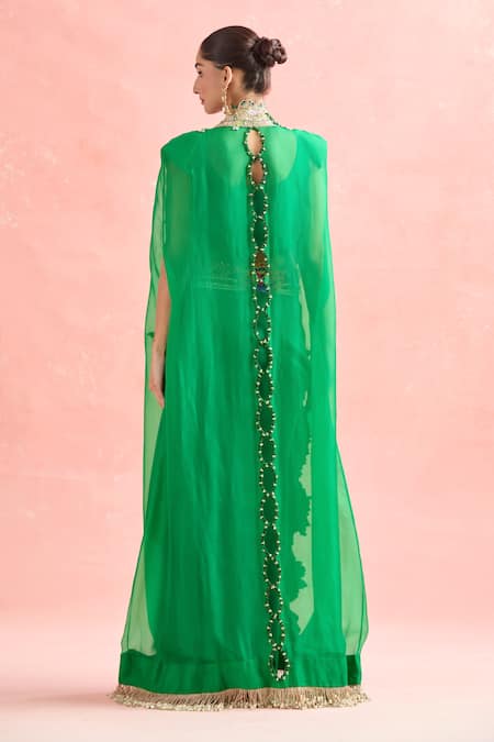 Anamika Khanna Floral Tribal Embroidered Cape & Skirt Set 