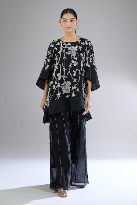 Peachoo Flared Pant with Stitchline Thread Embroidery 