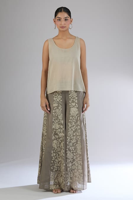 Buy_Peachoo_Brown Embroidery Resham Collar Jacket