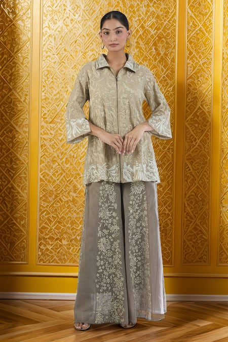 Peachoo Resham Embroidered Jacket 