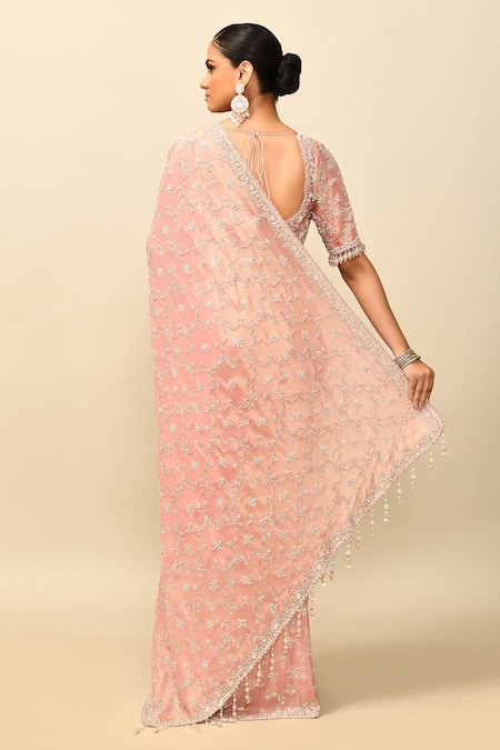 Kalighata Fairy Cutdana Embroidered Saree With Blouse 