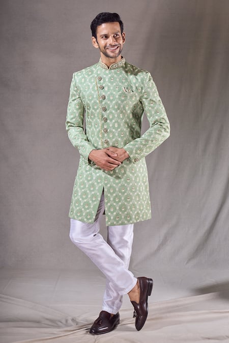 Aryavir Malhotra Floral Trellis Embroidered Sherwani With Pyjama 