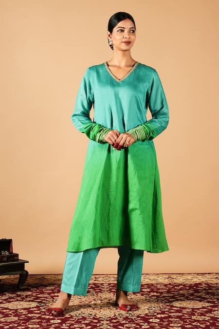 Tangerine by ASFA Ombre A-Line Kurta With Pant 