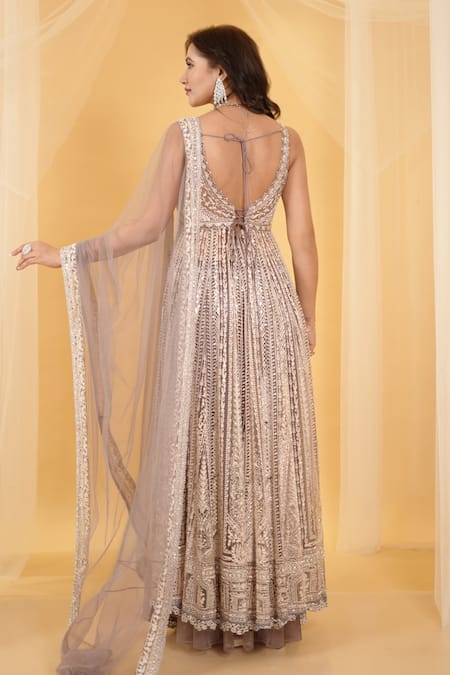 Archana Kochhar Ambrosia Dori Embroidered Anarkali & Palazzo Pant Set 