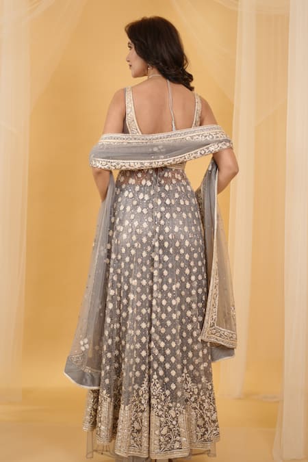 Archana Kochhar Gullista Gota Embroidered Anarkali & Palazzo Pant Set 