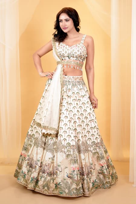 Archana Kochhar Enchanted Mughal Garden Print & Embroidered Lehenga Set 