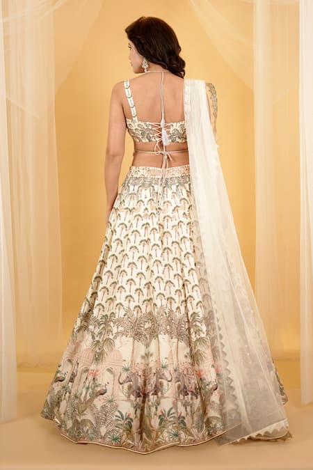 Archana Kochhar Enchanted Mughal Garden Print & Embroidered Lehenga Set 