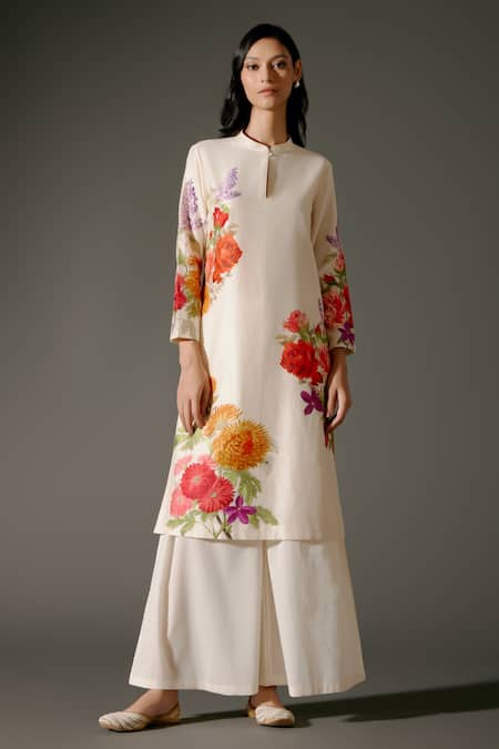 Balance by Rohit Bal Floral Print & Embroidered Kurta With Palazzo 